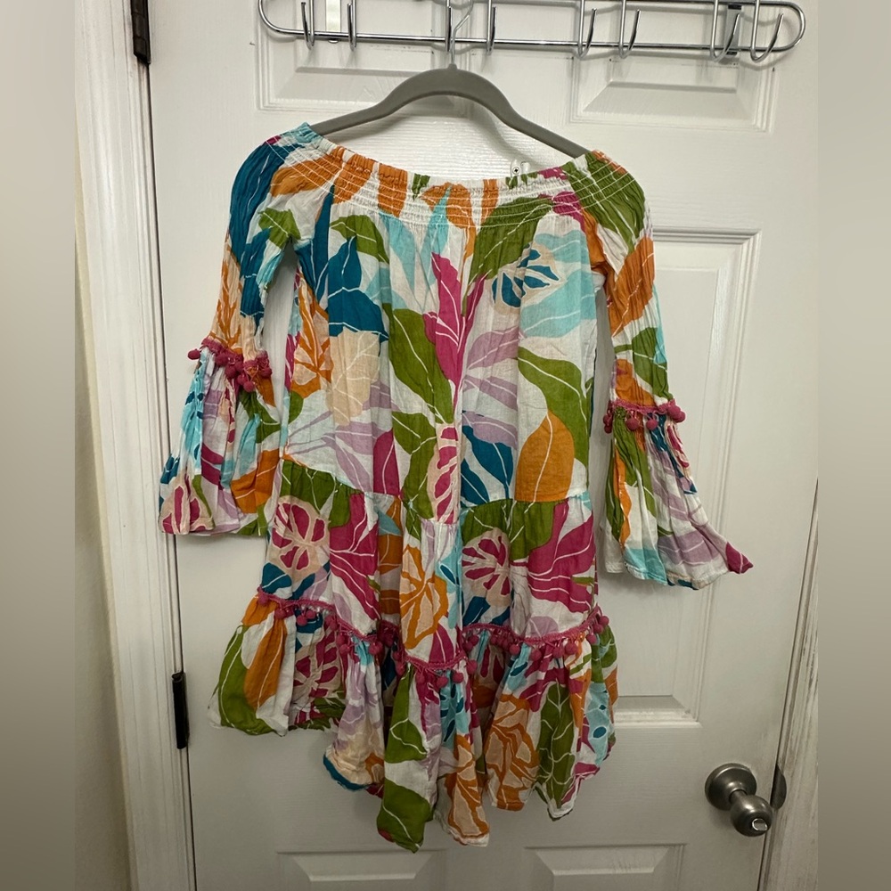 Colorful Off-Shoulder 100 % cotton swim cover Women's mini dress size xs